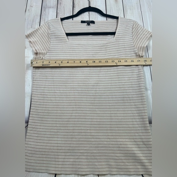Alex Marie Square Neckline, Cream/Stripe, Ribbed Sweater. Size Large. - Picture 6 of 8